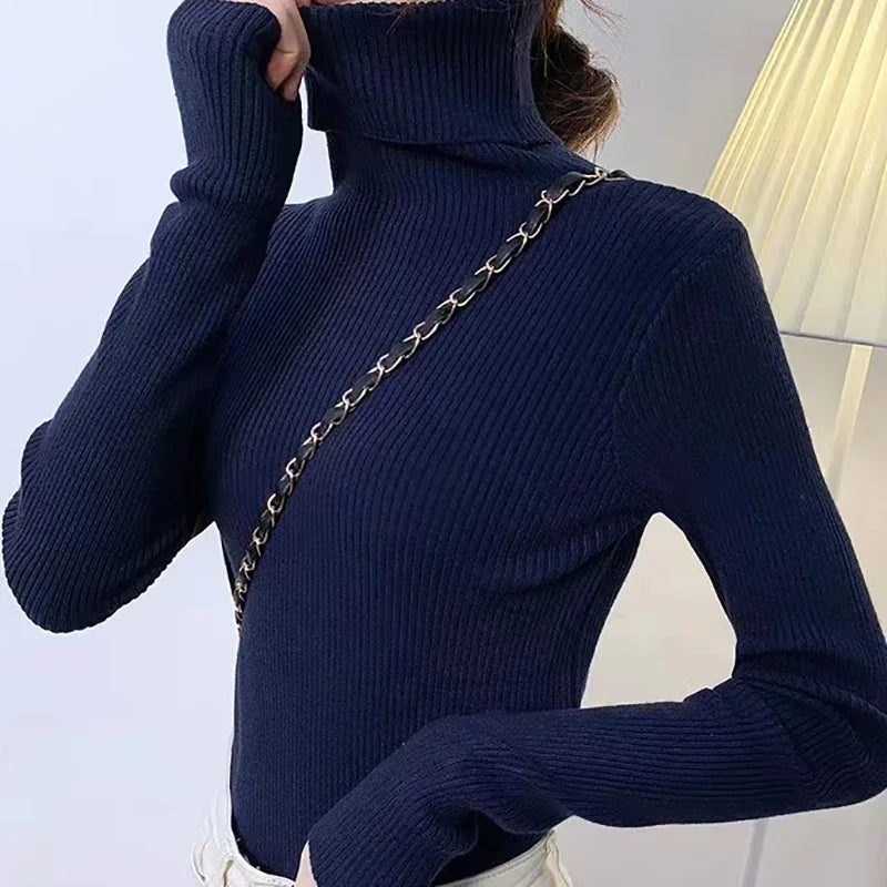 Pull col roulé femme