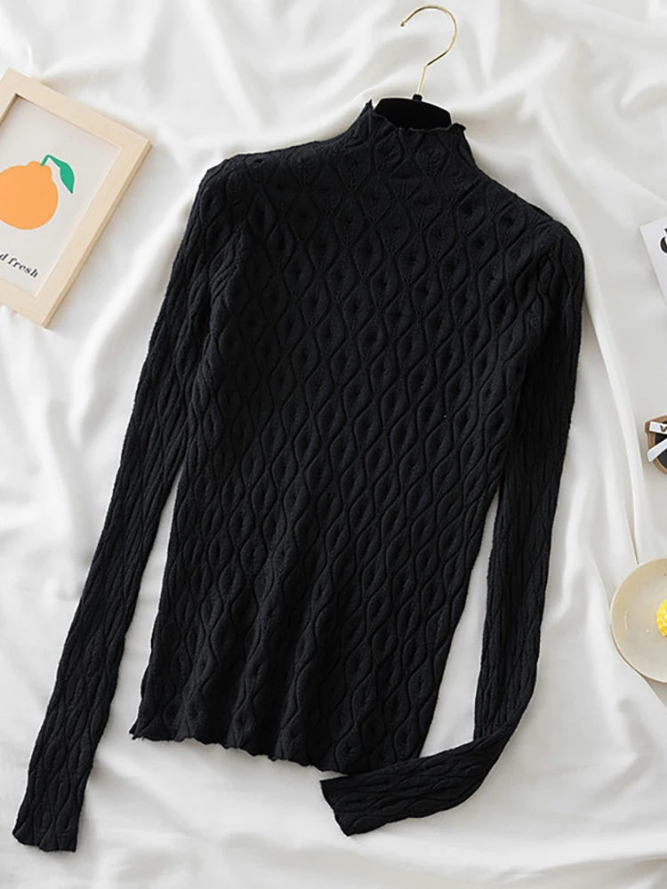 Pull fin col rond femme