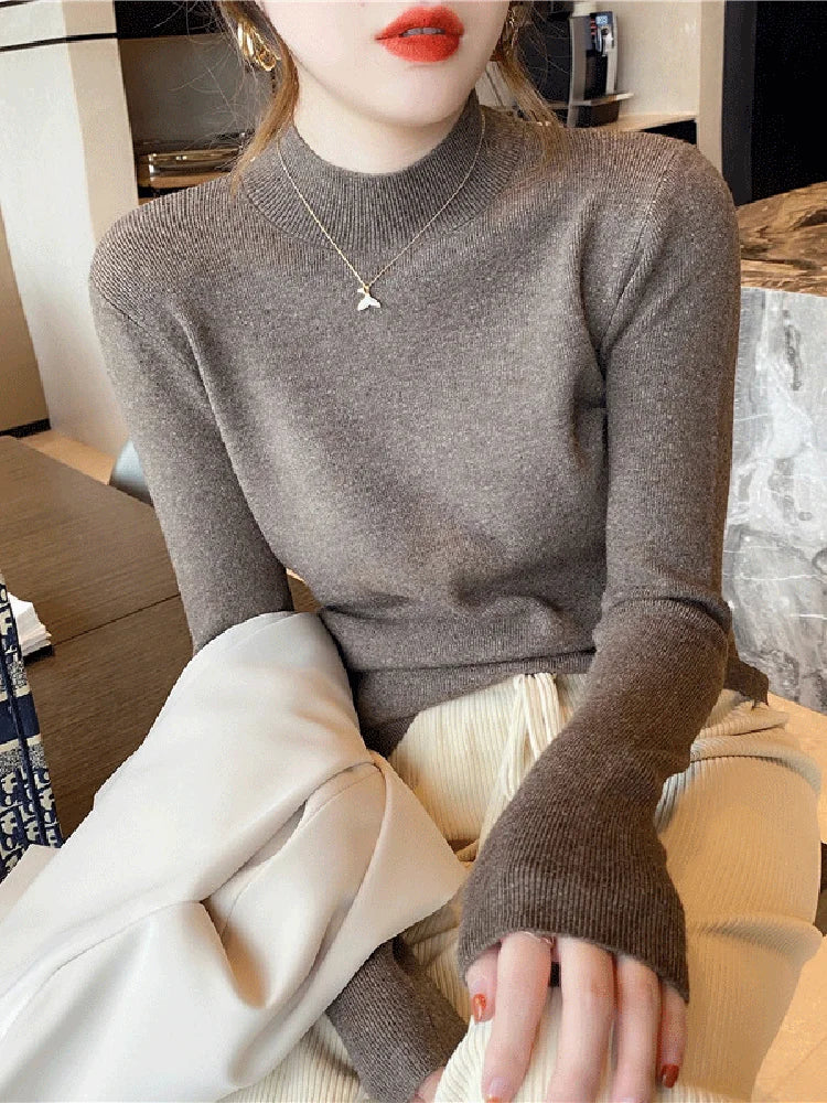 Pull col montant femme