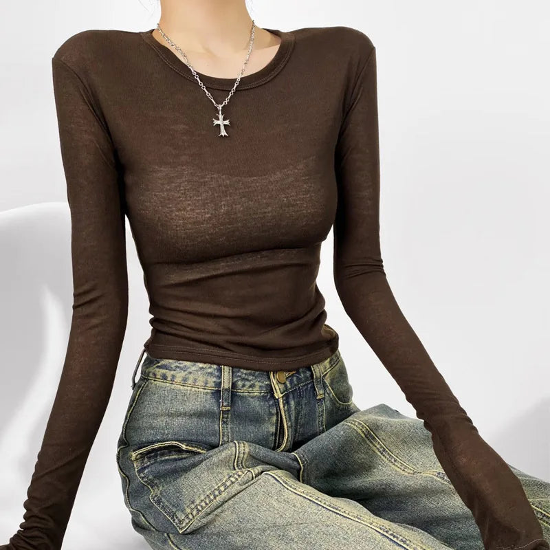 T-shirt manche longue transparent femme
