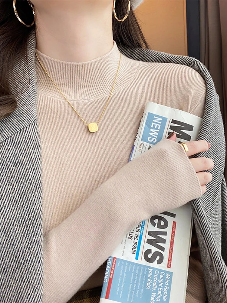 Pull col montant femme