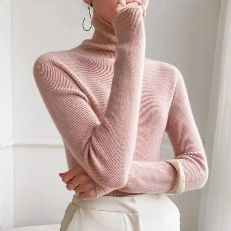 Pull col roulé femme