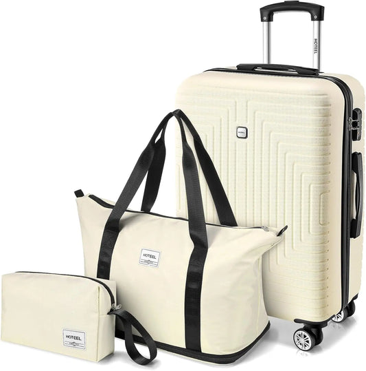 Ensemble de bagages 3 pièces Valises à coque dure - Boîte d'emballage de voyage avec roue et  sac à main