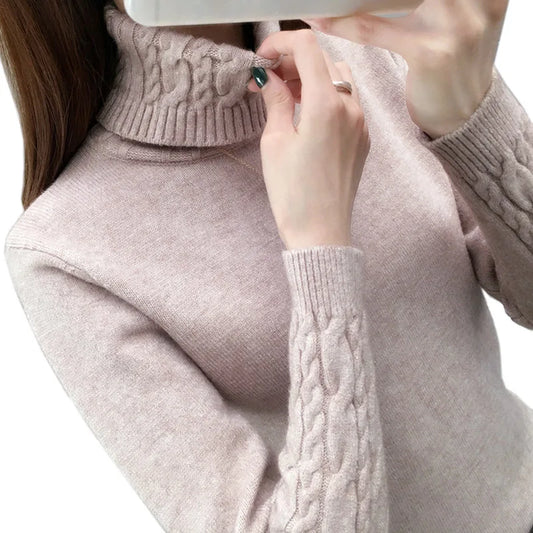 Pull col roulé femme