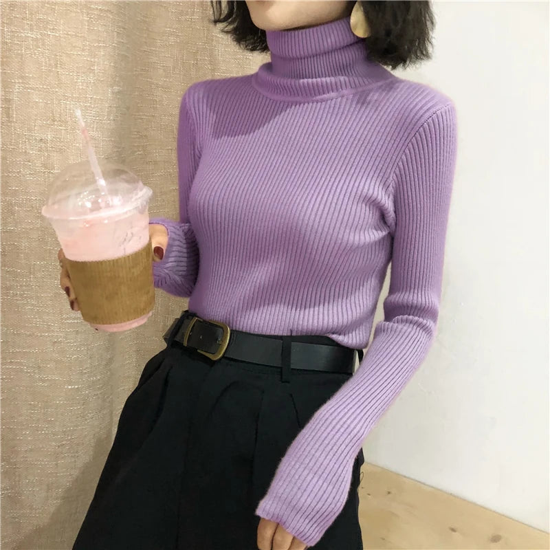 Pull col roulé femme