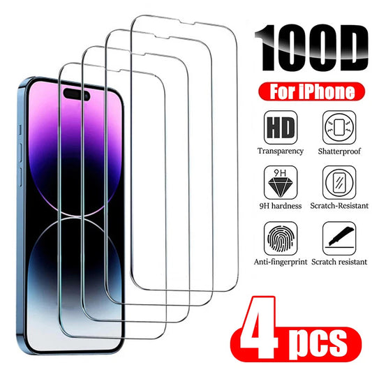 4PCS verres trempés pour iPhone 14 Pro Max, 14 Plus, 14Pro